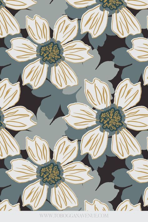 Colorful floral fabric pattern Picnic Flowers, Adorable Dresses, Elegant Wallpaper, Navy And Yellow, Batik Design, 2024 Design, Yellow Daisy, Flowers Fabric, Minimalist Pattern