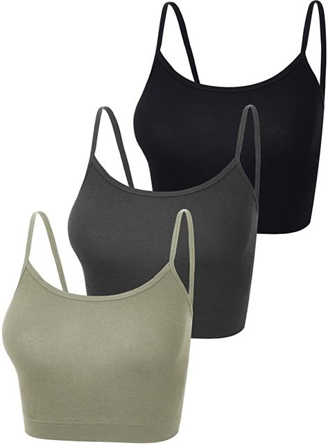 Movie Date Outfits, Lace Sports Bra, Top Spaghetti Strap, Cropped Camisole, Dance Shorts, Tank Top For Women, Deep Gray, Crop Tank Top, Top Crop