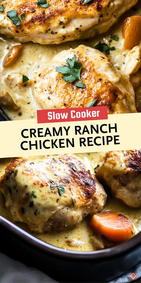 Ranch Packet Chicken Crockpot, Chicken Tenderloin Slow Cooker Recipes, Easy Chicken Slow Cooker Recipes, Chicken Slow Cooker Recipes Easy, Dairy Free Crockpot Recipes, Chicken Thighs Slow Cooker Recipes, Slow Cooker Ranch Chicken, Creamy Ranch Sauce, Crockpot Ranch Chicken