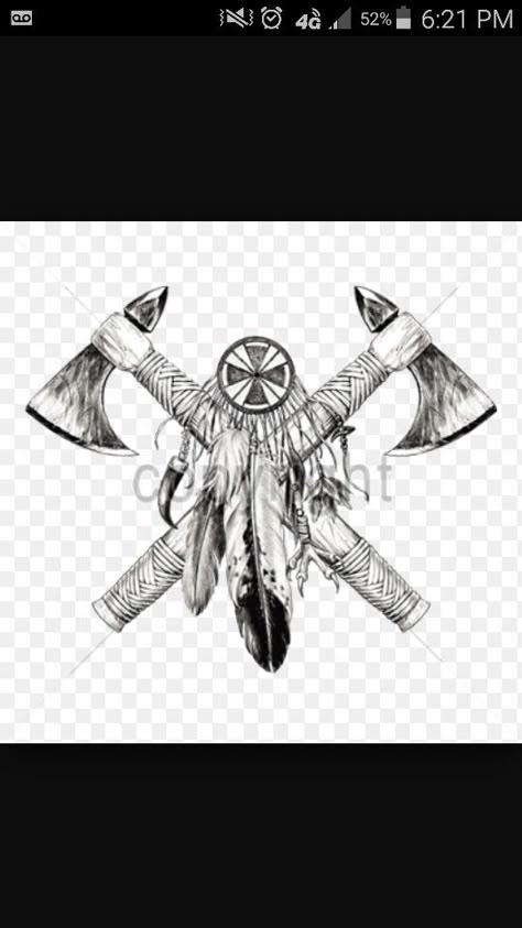 Indian Tomahawk Tattoo, Native American Tomahawk Tattoo, Tomahawk Tattoo Design, Native Indian Tattoo Design, Native American Tattoos For Men, Native American Art Drawings, Tomahawk Tattoo, Cherokee Indian Tattoos, Boog Tattoo