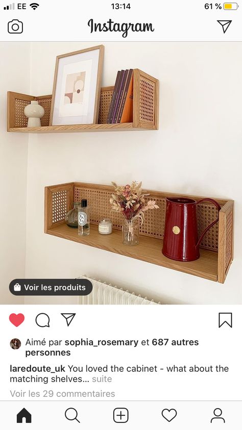 Diy Rattan Shelf, Diy Wooden Shelves, Diy Rattan, Home Design Diy, Woven Furniture, Room Redesign, Wood Shop Projects, Bathroom Design Decor, Wood Furniture Diy