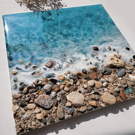 All products – Page 3 – Zernova Mixed Media Ocean Art, Beach Sand Art, Resin Ocean Art, Seni Resin, Beach Themed Crafts, Ocean Shore, Small Landscape, Epoxy Ideas, Beach Art Painting