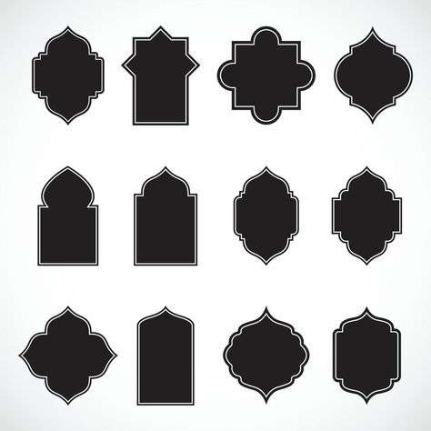 Set of Islamic Shape Illustration. Silhouette of Islamic Bagde. Good used for Islamic Design, Label, Sign, Sticker, etc. - EPS 10 Vector Shape Patterns Design, Islamic Graphic Design, Islamic Shapes, Islam Pattern, Islamic Pattern Design, Islamic Design Graphic, Islamic Symbols, Sticker Shapes, Islamic Illustration