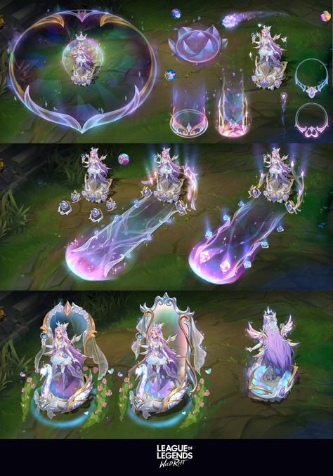 ArtStation - League of Legends WildRift：Crystal Rose Seraphine, XHE 1992 Game Effect, Mythical Creatures Fantasy, Super Powers Art, Character Model, Character Model Sheet, Crystal Power, Cool Paper Crafts, Combat Art, Model Sheet