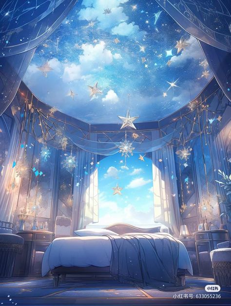 Celestial Bedroom Aesthetic, Ceiling Murals, Fantasy Rooms, Dreamy Artwork, Kids Background, Fantasy Background, Interiors Dream, Fantasy Places, Magic School