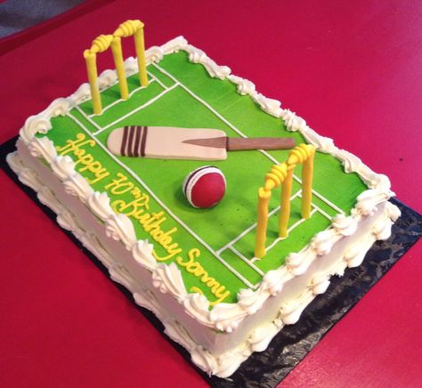 Cricket Cake Design, Cricket Pitch Cake, Cake For Cricket Lovers, Cricket Cakes For Boys, Cake Designs Cricket Theme, Cricket Theme Cake Birthdays, Cricket Theme Cake Without Fondant, Cricket Birthday Cake, Cricket Theme Cake