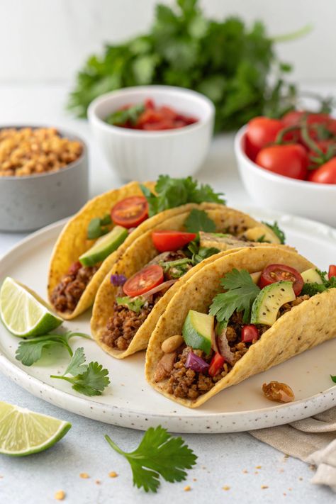 10-Minute Raw Vegan Tacos Recipe Raw Vegan Tacos, Raw Tacos, Vegan Photography, Vegan Aesthetic, Seasoned Nuts, Vegan Board, Vegan Tacos Recipes, Gluten Free Tacos, Healthy Tacos