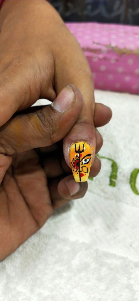 Durga Maa Nail Art, Durga Puja Nail Art, Ganesh Puja, Durga Maa, Festival Nails, Nail Extensions, Mehndi Designs, Stylish Nails, Art Designs