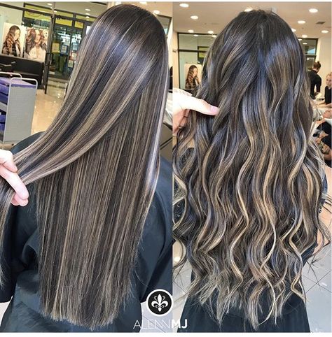 Balayage Straight, Balayage Straight Hair, Black Hair Balayage, Brown Hair Looks, Brown Hair Inspo, Brunette Hair With Highlights, Brown Hair With Blonde Highlights, Long Hair Color, Brown Hair Balayage