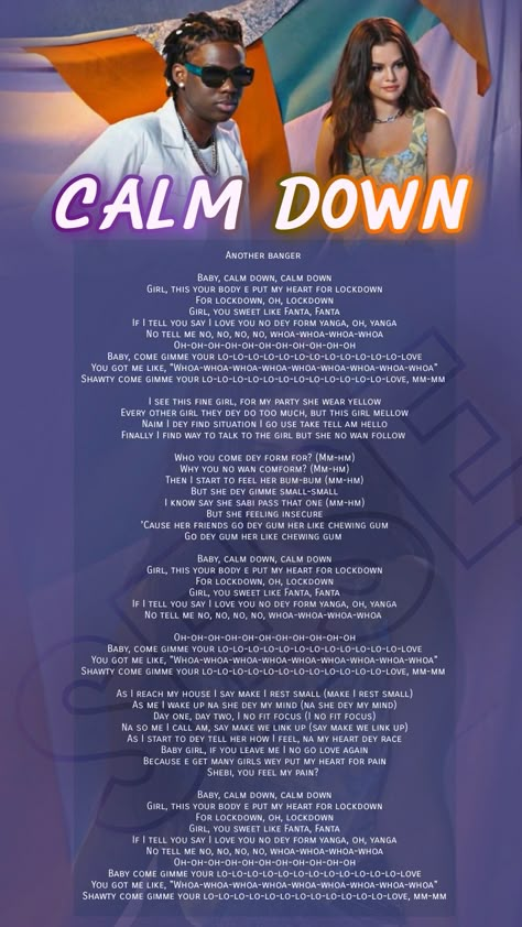 English Songs Lyrics Quotes Short, Calm Down Lyrics, English Songs Lyrics, English Song Lyrics, Free Song Lyrics, Pop Song Lyrics, Plant Styling, Music Challenge, Writing Lyrics