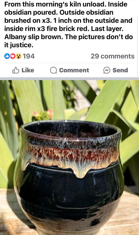 Black Glaze Combinations, Amaco Glaze Layering Obsidian, Amaco Obsidian Glaze Combinations, Obsidian Glaze Combinations, Obsidian Glaze, Glaze Inspiration, Pottery Carving, Pot Heads, Clay Arts