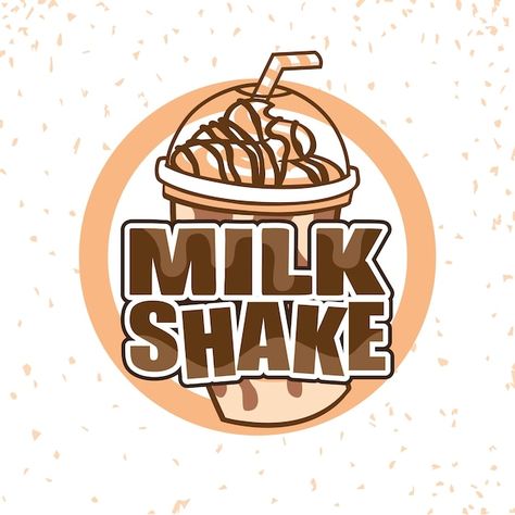 Logo For Drinks Business, Milk Shake Logo Design, Milkshake Logo Design Ideas, Shake Logo Design, Milkshake Cartoon, Milkshake Packaging, Shake Logo, Milkshake Design, Kids Milkshake