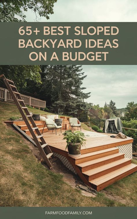 Looking for easy ways to update your hillside yard? These 80+ best sloped backyard ideas are simple yet effective for creating a stunning outdoor space. Garden Ideas For Sloped Yard, Sloped Backyard Landscaping Ideas, Hillside Garden Ideas, Slope Stairs, Terraced Garden Ideas, Hillside Backyard, Hillside Landscaping Ideas, Built Into Hillside, Sloped Backyard Ideas