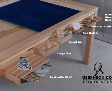 Game Table Design Series: What Size Should My Table Be? | BoardGameGeek Geek Furniture, Gaming Table Diy, Dnd Room, Dnd Table, Rpg Table, Board Game Room, Game Room Tables, Puzzle Table, Board Game Table