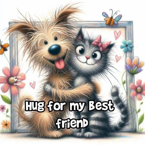 Good Morning Bestie, Lifetime Friends Quotes, Love You Daughter Quotes, Besties Pictures, Good Morning Animals, Good Morning Cat, Good Morning Cartoon, Hugs And Kisses Quotes, Morning Cat