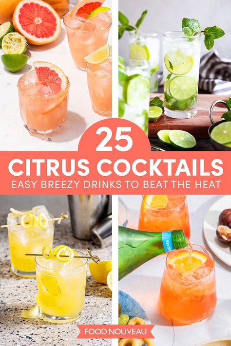 These 25 citrus cocktail recipes are just what you need to keep cool and refreshed on a hot summer’s day—patio not included! Citrus Cocktail Recipes, Summer Adult Drinks, Refreshing Summer Drinks Alcohol, Summer Cold Drinks, Lemon Restaurant, Lime Cocktail Recipes, Lemon Cocktail Recipes, Hot Weather Drinks, Lemon Cocktails