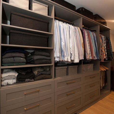 A custom walk-in closet designed just for him! 👞👖✨ From shoes and clothes to collectibles and hats, there's a place for everything he loves. And don't miss the sleek CC branded storage boxes, adding a touch of style to this organization system. There are also tilt-out hamper drawers, custom shoe shelves, and hanging sections specifically tailored to the length of his shirts! It all starts with a free consultation! ➡️Call 610-970-0001 or schedule online at bit.ly/CCConsultRequest today!⬅️ 📌 Ta... Tilt Out Hamper, Walk In Closet Design, A Place For Everything, Shoe Shelves, Organizing Systems, Closet Design, Free Consultation, Walk In Closet, Custom Shoes