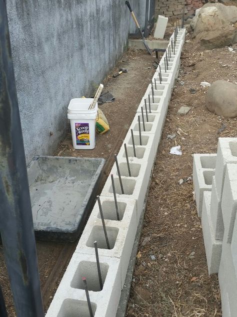 Concrete Block Retaining Wall, Stem Wall, Backyard Retaining Walls, Concrete Block Walls, Cinder Block Walls, Concrete Retaining Walls, Cement Blocks, Stone Retaining Wall, Landscaping Retaining Walls