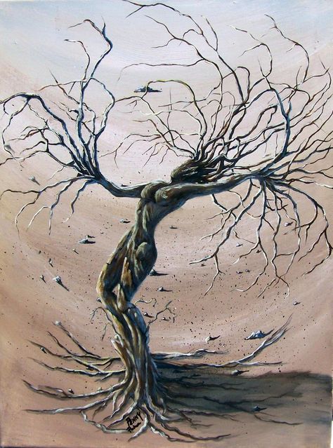 Dancing tree spirit by Penny Parker Tree Woman Painting, Tree Woman Drawing, Tree Woman Tattoo, Tree Of Life Woman, Tree Surrealism, Woman Tree Tattoo, Tree Of Life Illustration, Tree Person, Woman Tree