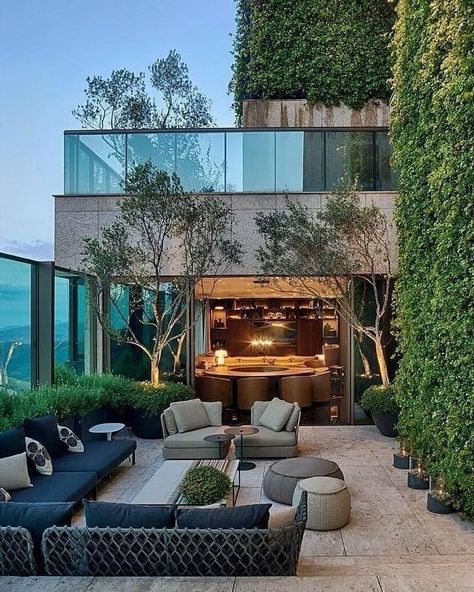 Penthouse Garden, Entrance Foyer Design, Rooftop Terrace Design, Rooftop Design, Patio Garden Design, Terrace Design, Outdoor Living Room, Interior Modern, Balcony Design