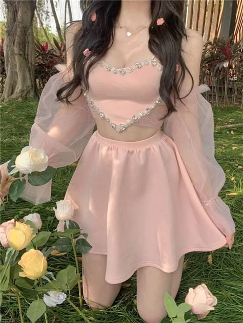 Kpop Prom Dresses, Kpop Dress, Aesthetic Dress, Fashion Sketches Dresses, Kawaii Fashion Outfits, Pretty Prom Dresses, Fairytale Dress, Kpop Fashion Outfits, Really Cute Outfits