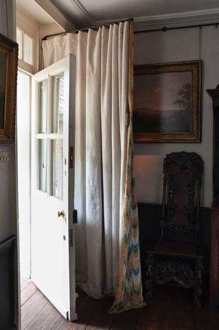 5 Great Ways to Furnish that Dull and Draughty Doorway – LINEAR Farmhouse Townhouse, Front Door Window Covering, Front Door Curtains, Door Window Covering, Sliding Shutters, French Door Curtains, Door Farmhouse, Unique Curtains, Charles Ii