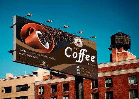 Until 3D digital billboards started going viral, many people were thinking that billboard advertising was a dated strategy. But while billboards are sometimes criticized for being disruptive, they're also quite effective Coffee Shop Billboard, Billboard Design Ideas Graphics, Creative Billboard Design Ideas, Billboard Design Ideas, Creative Billboard, Branding Collateral, Coffee Advertising, Work Cafe, Billboard Mockup