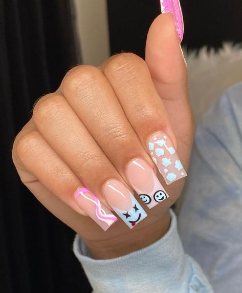 Drip Nails, Cute Acrylic Nail Designs, Short Square Acrylic Nails, Long Acrylic Nails Coffin, Long Square Acrylic Nails, Nail Swag, Bling Acrylic Nails, Acrylic Nails Coffin Short, Summer Acrylic Nails