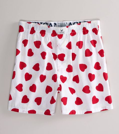 heart boxers for the guy you love Cute Valentines Day Quotes, Heart Boxers, Cheesy Gifts, White Boxers, American Eagle Men, Stardew Valley, Mens Outfitters, Boxer Shorts, Heart Print