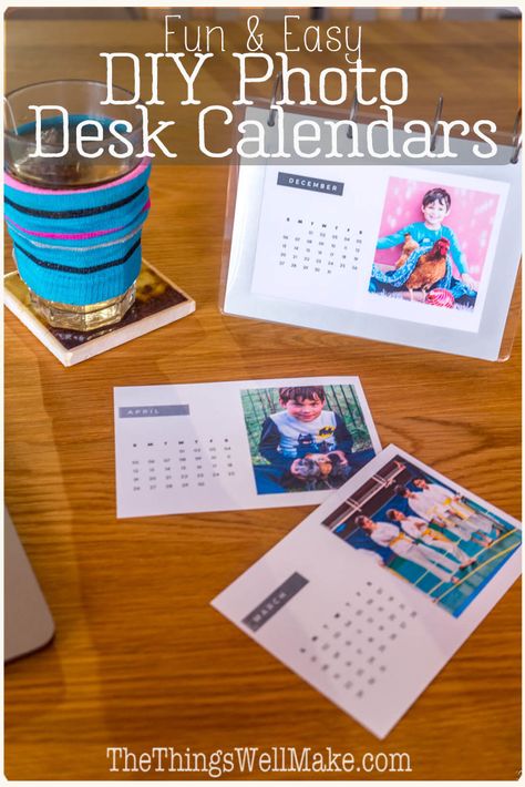 Looking for a last-minute, easy holiday gift idea that will be treasured all year long? Why not make your own photo calendar using a flip photo frame that can be reused year after year. #calendar #giftideas #photocalendars #photogifts #homemadegifts #thethingswellmake #miy Diy Photo Calendar Ideas, Diy Calendar Ideas How To Make, Photo Calendar Ideas, Diy Calendar Gift, Diy Photo Calendar, Calendar Gift Ideas, Picture Calendar, Small Desk Calendar, Diy Desk Calendar