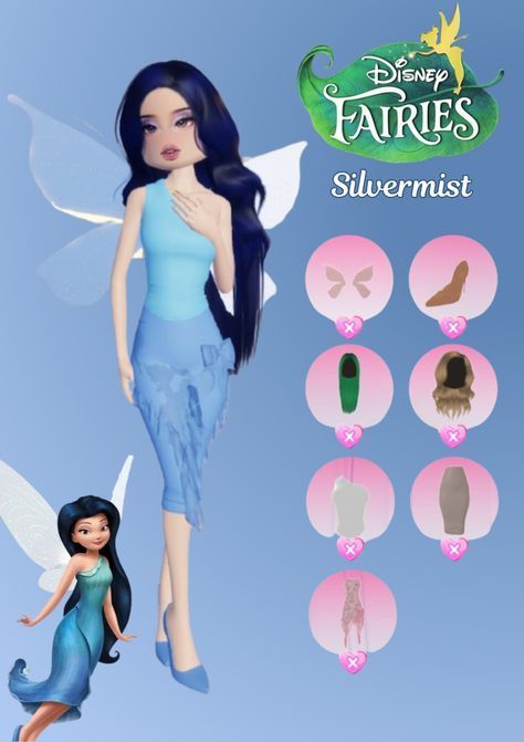 Silvermist Dress To Impress, Dress To Impress Theme Fairy Costume, Dress To Impress Theme Favorite Item, Silvermist Outfit, Dress To Impress Fairy Costume, Disney Fairies Silvermist, Fairy Dress To Impress, Favorite Item Dress To Impress, Cosplay Dress To Impress