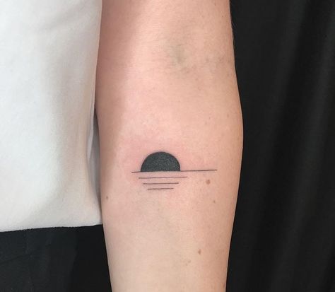 Minimal Abstract Tattoo, Abstract Sunset Tattoo, Chevron Tattoo, Simple Wave Tattoo, Sunset Tattoo, Simple Arm Tattoos, Simple Tattoos For Guys, Sunset Tattoos, Up Tattoo