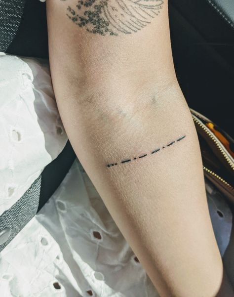 Interstellar "STAY" morse code tattoo Interstellar Stay Morse, Stay Morse Code Tattoo, Interstellar Tattoo Ideas, Stay Morse Code, Inception Tattoo, Interstellar Stay, Interstellar Tattoo, Code Tattoo, Morse Code Tattoo