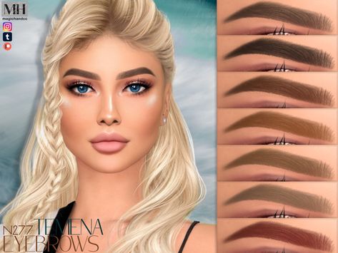 Thick brows in 13 colors - HQ Compatible. Bushy Eyebrows, Arched Eyebrows, Thick Brows, Sims 4 Cc Eyes, Sims Games, Sims 4 Cc Makeup, Sims Hair, Sims 4 Cas, Sims Resource