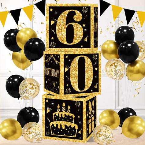 60th Bday Decor, Ideas For 60 Birthday For Men, Men's 60th Birthday Party Ideas, Table Decorations For 60th Birthday, 60th Birthday Ideas For Him, 60th Birthday Decorations For Dad, Black And Gold Party Decorations For Men, Men’s 60th Birthday Party Ideas, 60 Birthday Party Ideas