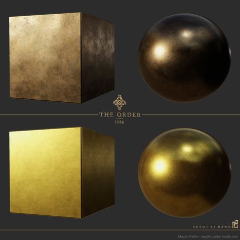 ArtStation - The Order: 1886 Antique bronze mirror and gold leaf study, Megan Parks Gold Material Study, Gold Art Reference, Bronze Texture, 3d Max Tutorial, The Order 1886, Gold Reference, Material Studies, 3d Karakter, Game Textures