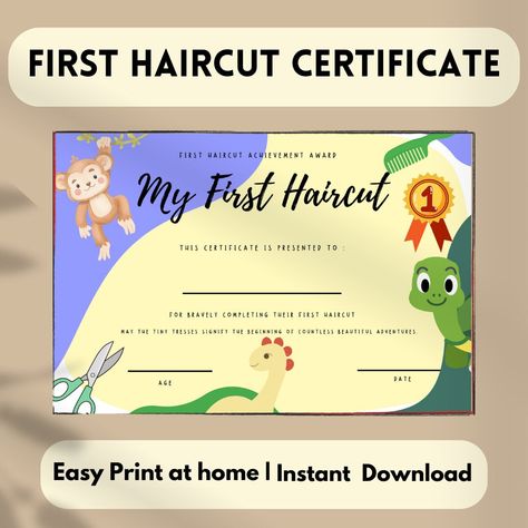 My First Haircut Certificate | Milestone Marker First Haircut Award For Kids Baby Cute | First Haircut Keepsake First Hair Cut Certificate First Haircut Keepsake, First Haircut, One Hair, Simple Prints, Pregnancy Tips, Baby Photoshoot, Parent Gifts, Hair Cut, Photoshoot Ideas