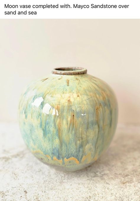 Amaco Palladium Glaze Combinations, Mayco Glaze Abalone Combinations, Sand And Sea Glaze Combinations, Mayco Glaze, Moon Vase, Clay Classes, Celadon Glaze, Glaze Combinations, Glaze Combos