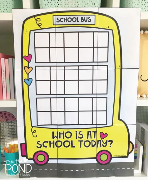 School Bus Attendance Poster Preschool Attendance Chart, Classroom Attendance Chart, Attendance Board Ideas, Attendance Ideas, Attendance Board, Home Kindergarten, Classroom Attendance, Attendance Chart, Preschool Charts