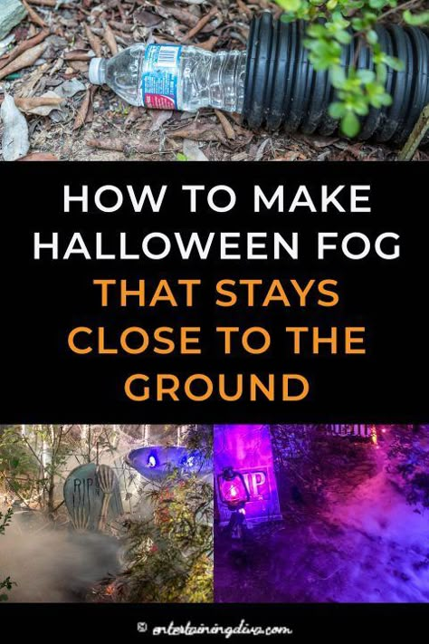 I love using a fog machine to make my outdoor Halloween decorations look spooky. Learn how to make fog stay low to the ground with this easy DIY chiller that can be used with any fog machine...no dry ice required. #entertainingdiva #fog #fogmachine #halloweenfog #halloweenparty  #diyhalloween Halloween Ghouls Diy, Best Diy Halloween Decorations, Halloween Outside House Decorations, Skeleton Graveyard Halloween Decorations, Outdoor Halloween Themes, Werewolf Halloween Decorations, Halloween Arches Diy, Yard Halloween Decorations Diy, Halloween Spooky Decorations