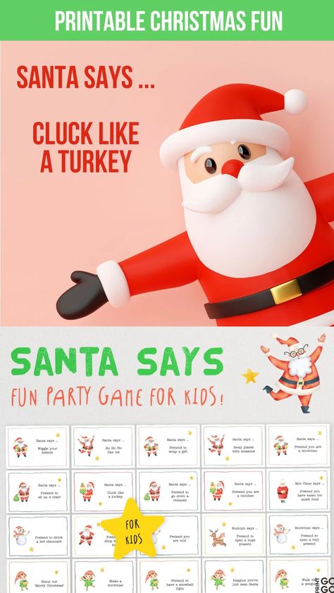 Play Christmas Santa Says - The Party Game of Copying Commands! – Print GoGo Santa Says Game, Simon Says Game, Village Games, Santa Says, Melting Snowmen, Christmas Play, Play A Game, Fun Party Games, Corn Hole Game