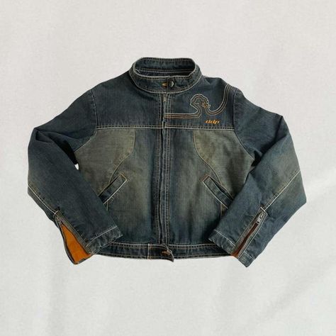 Denim biker jacket - Fits a size extra small -... - Depop Denim Biker Jacket, Denim On Denim, Outfit Vintage, Mode Inspo, 가을 패션, It Girl, Mode Vintage, Dream Clothes, Vintage Aesthetic