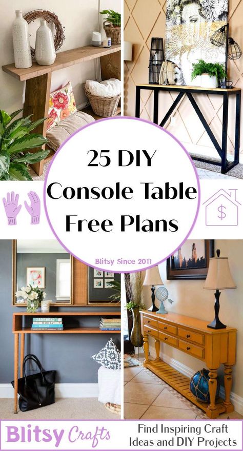 Simple DIY Console Table Plans - Blitsy Outdoor Console Table Diy, Diy Boho Console Table, Diy Console Table Plans, Diy Console Table Entryway, Console Table Diy, Console Table Plans, Diy Entryway Table, Pottery Barn Diy, Rustic Entryway Table