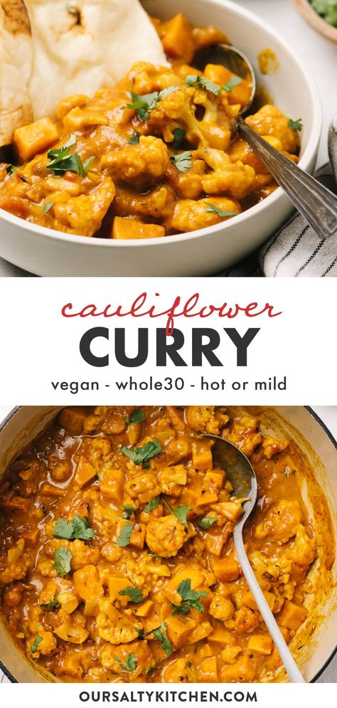 Roasted Cauliflower Curry, Curry With Sweet Potatoes, Picky Eaters Dinner, Picky Eaters Recipes, Coconut Broth, Cooking Curry, Sweet Potato Curry, Curry Spices, Cauliflower Curry