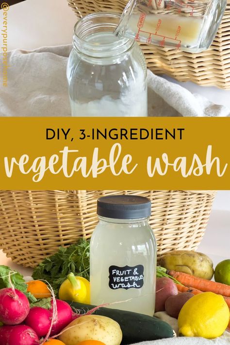 vegetable wash diy Natural Produce Wash, Diy Fruit And Vegetable Cleaner, Homemade Veggie Wash, Washing Vegetables With Vinegar, Homemade Vegetable Wash, Natural Fruit And Veggie Wash, Fruit And Vegetable Wash Recipe, Washing Produce With Vinegar, Diy Vegetable Wash