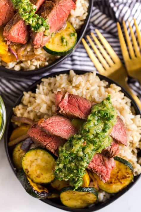 Steak Ribeye, Chimichurri Steak, Grilling Steak, Vegetable Bowls, Steak And Rice, Grilling Recipes Sides, Veggie Bowls, Steak Kabobs, Recipes Steak