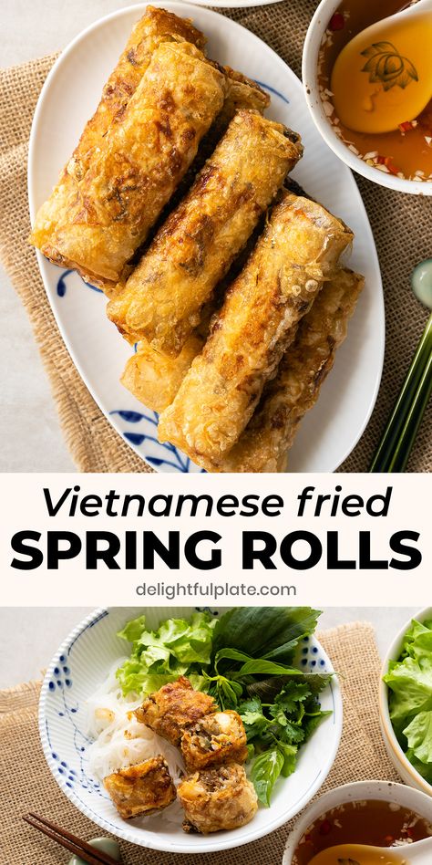 Spring Rolls Recipe Shrimp, Vietnamese Fried Spring Rolls, Asian Spring Rolls, Shrimp Filling, Vietnamese Recipe, Pork Spring Rolls, Spring Roll Pastry, Shrimp Spring Rolls, Fried Spring Rolls