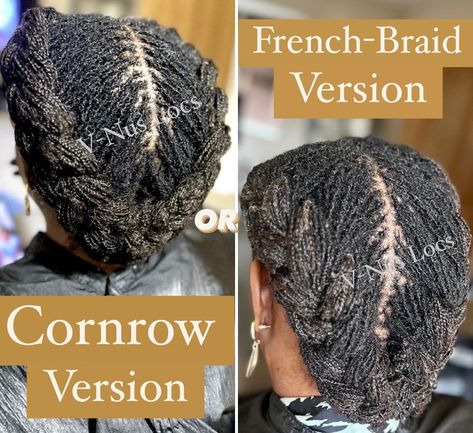 ‘Cornrow vs French-Braid’…..🤷🏾‍♀️….Love them both 💜….they both look amazing 👌🏾. Royal. Regal. Beautiful. Locs. #vnuslocsstyles #microlocstyles French Braid On Locs, 4 French Braids, My Hair Styles, Beautiful Locs, French Braids, Braids Locs, Cornrow, Loc Styles, French Braid