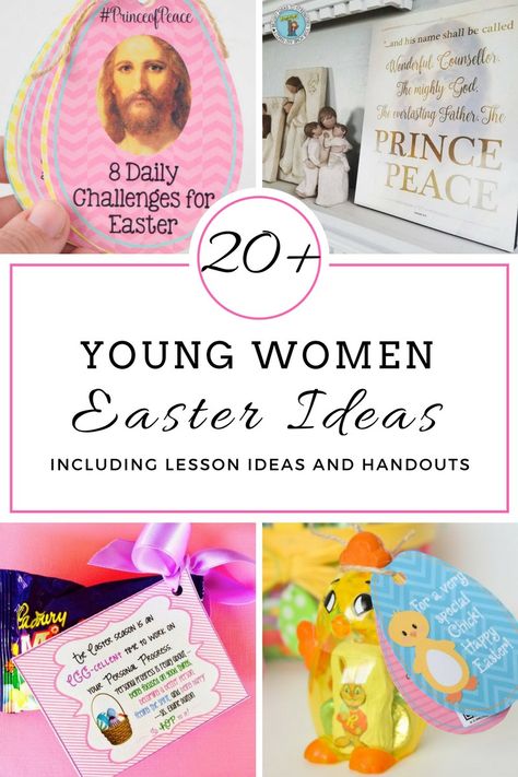 20+ Young Women Easter Ideas including lesson ideas, handouts, and ways to incorporate Personal Progress! Lds Young Women Easter Gift, Lds Easter Lesson Young Women, Easter Young Women Activities, Lds Yw Easter Activity, Young Women Easter Activities, Yw Easter Activities, Easter Activity Days Lds Ideas, Young Women Ideas, Lds Easter