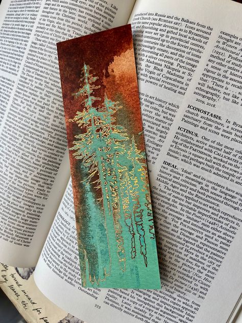 Metallic COPPER Foil Bookmark - Double-sided  - Crystal Forests Copper and Chrysocolla Bookmark Printing, Metallic Copper, Copper Sheets, Forest Painting, Copper Foil, Book Accessories, Foil, Music Book, Card Stock